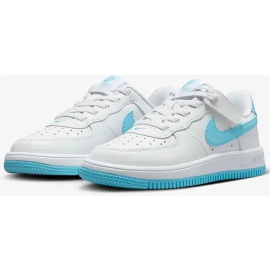 Кроссовки повседневные с липучками Air Force 1 Ps Nike, Белый Светло-Голубой — фото 3