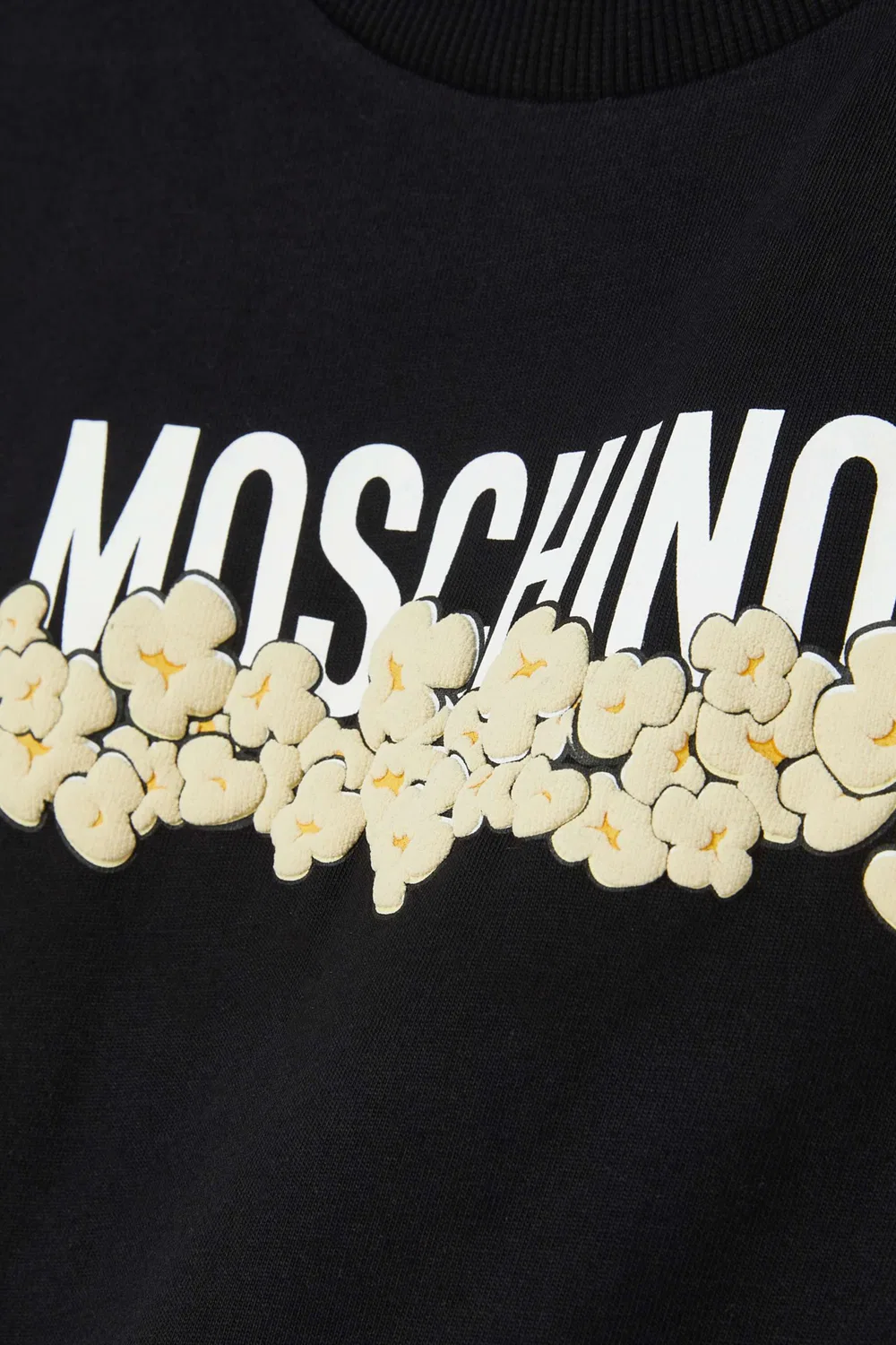 Футболка хлопковая с принтом попкорн и логотипом Moschino, черный — фото 2