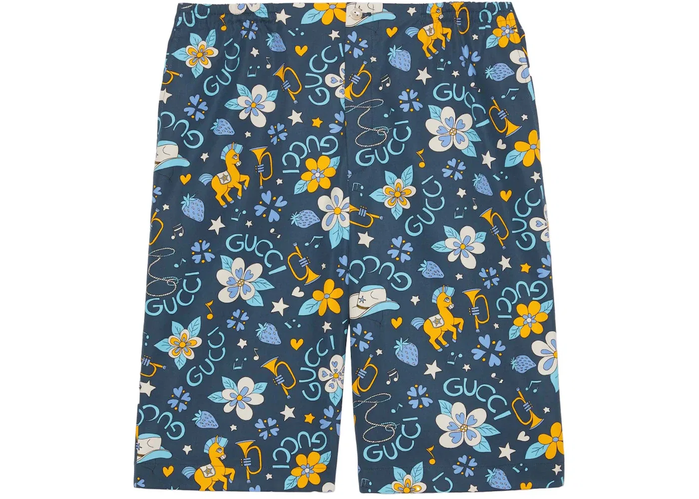 Мужские шорты с принтом Cotton Flower and Pony Gucci, Blue Multi