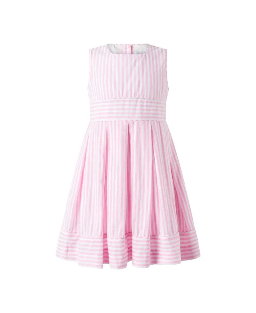 Платье-трапеция из оксфордского хлопка в полоску Pastel Oxford Pleated Stripe Dress Rachel Riley, Pink