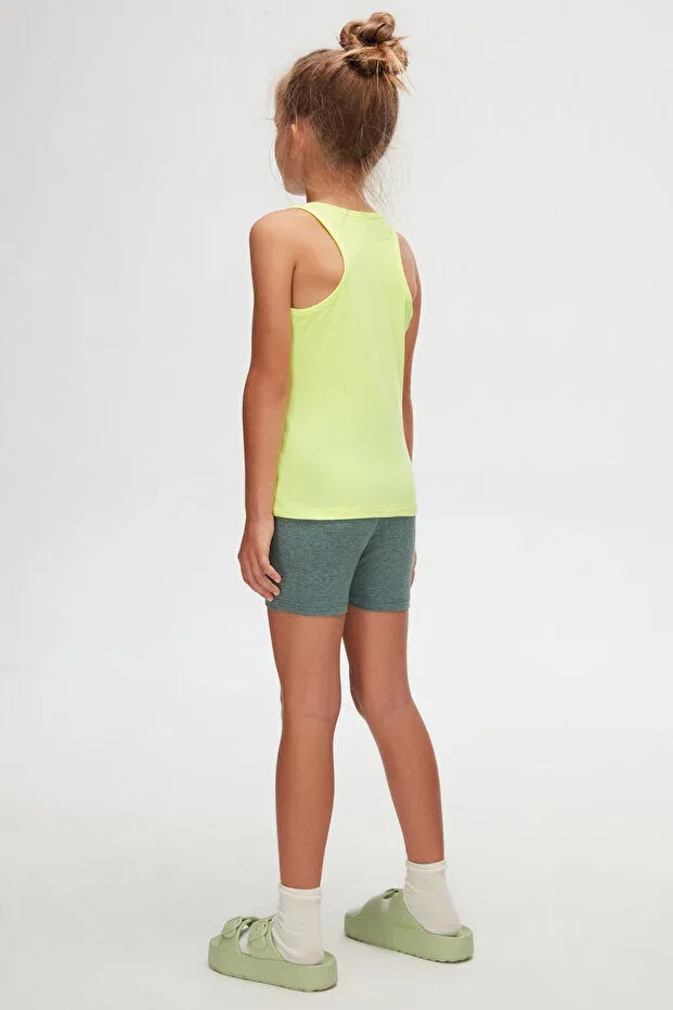 Детская майка для девочек хлопковая Basics Lovetti, Neon Yellow — фото 3