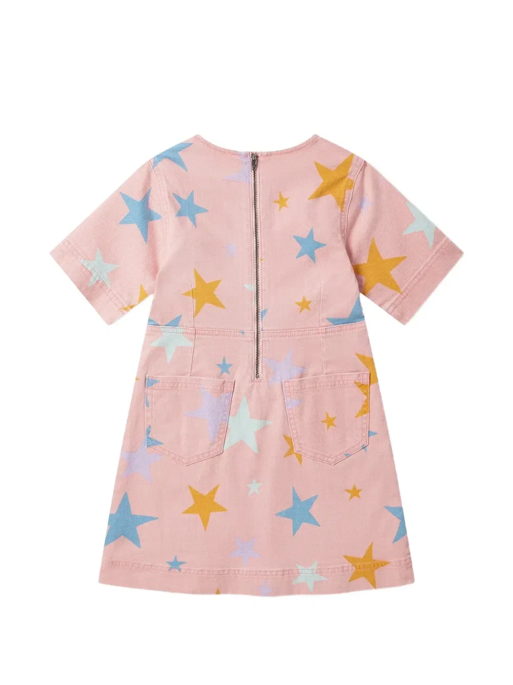 Джинсовое платье со звездным принтом Stella McCartney Kids, розовый — фото 2