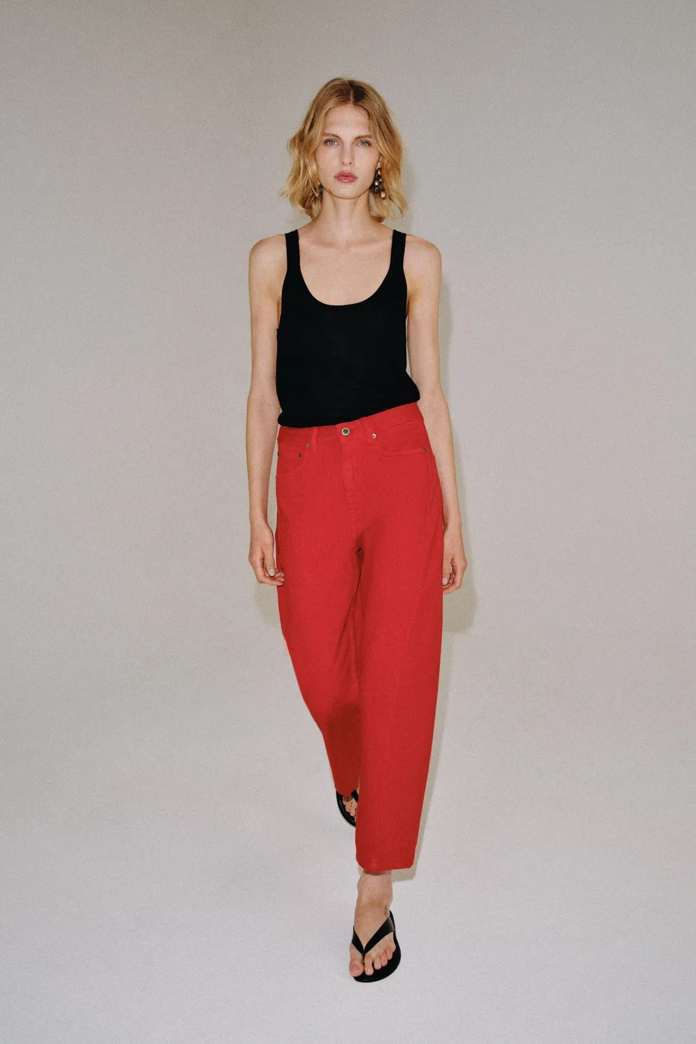 Джинсы свободного кроя средней посадки из коллекции ZW ZARA, Red