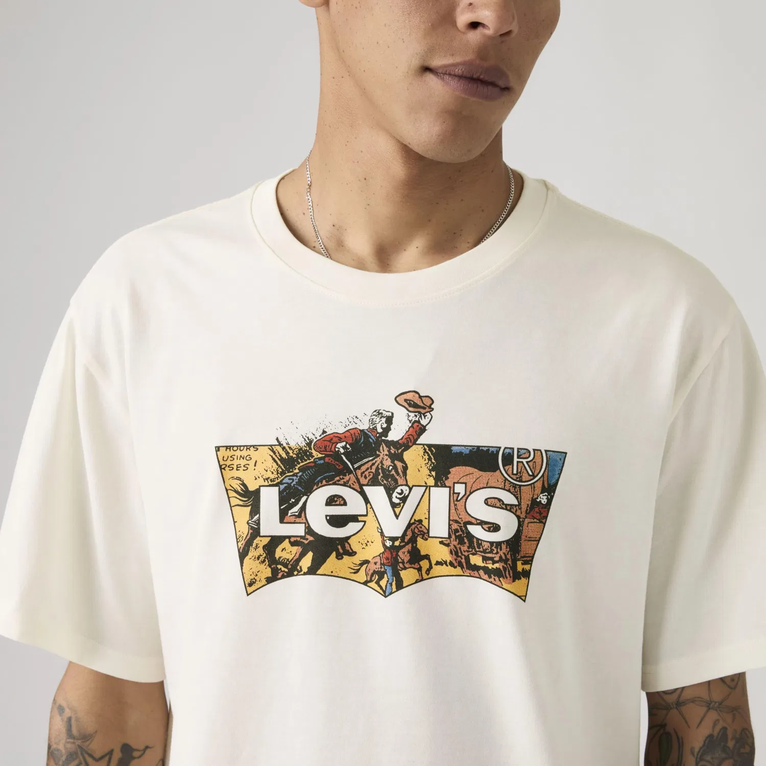 Мужская футболка свободного кроя Levi's, Cowboy Bw Fill Egret — фото 4