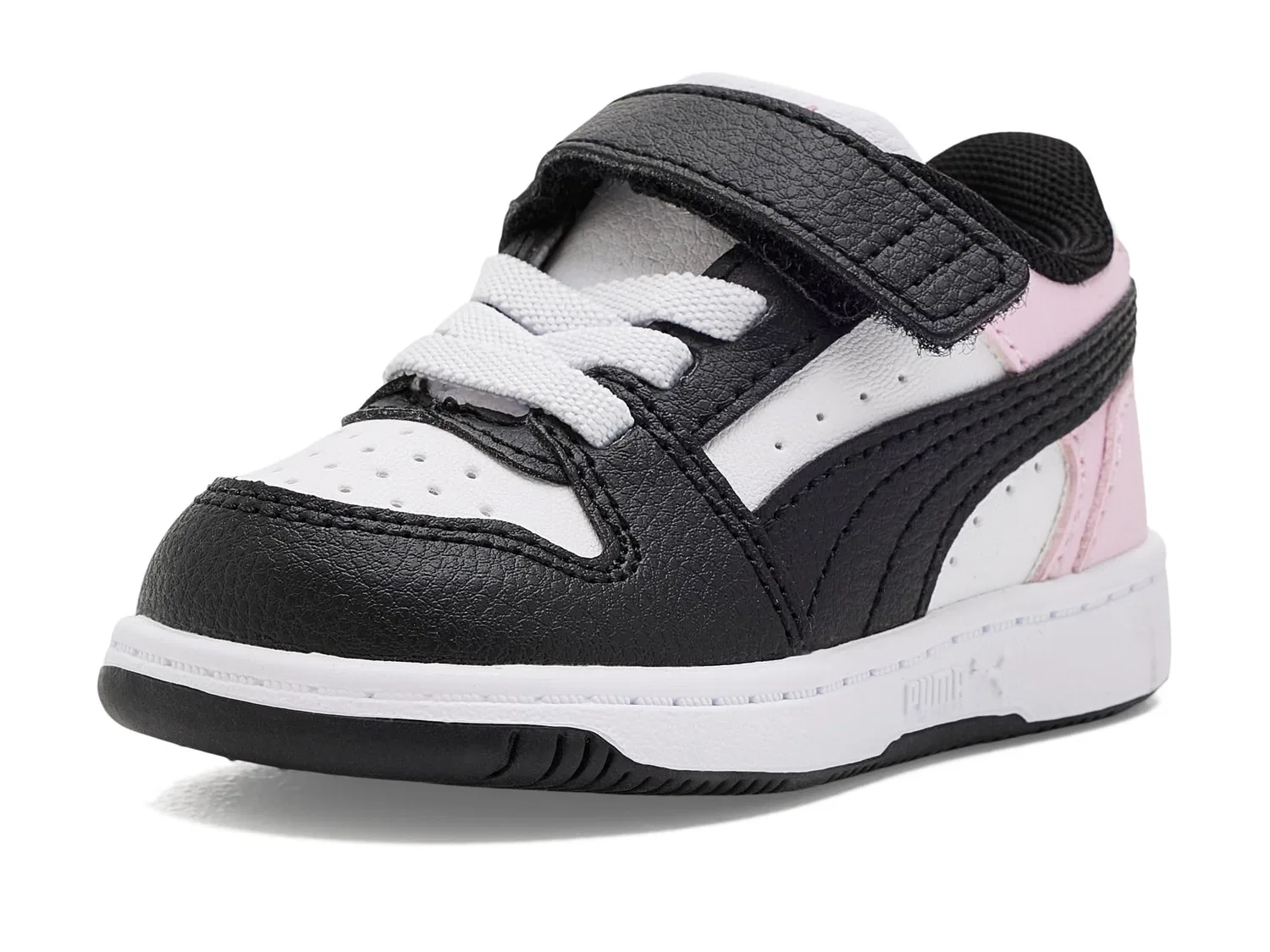 Детские кроссовки Rebound Slam Lo с альтернативной застежкой (для малышей) Puma Kids, PUMA White/PUMA Black/Pearl Pink — фото 2