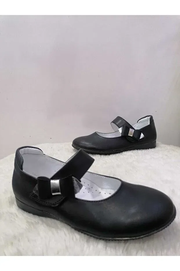 Детские балетки для девочек кожаные Özgür Kids, Black