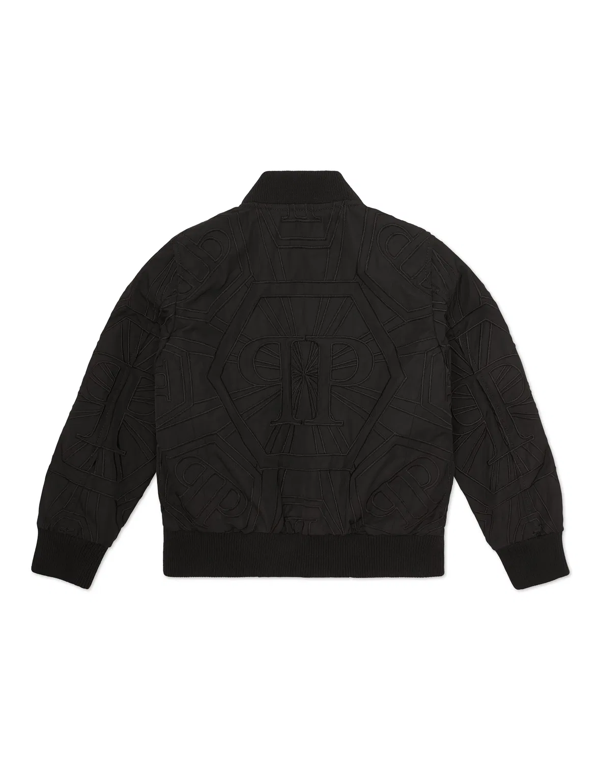 Детская куртка-бомбер на молнии с логотипом Nylon Bomber Monogram PHILIPP PLEIN, Black/Black — фото 3