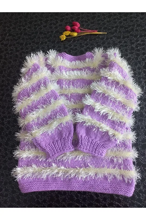Детский кардиган для девочек с длинным рукавом Serüven 3D, White & Lilac — фото 2