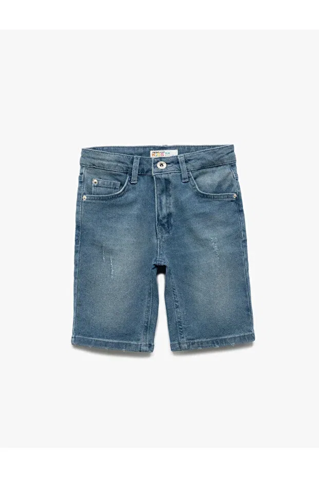 Детские шорты для мальчиков джинсовые Cotton denim shorts with adjustable elastic waist and pocket detail Koton, Indigo