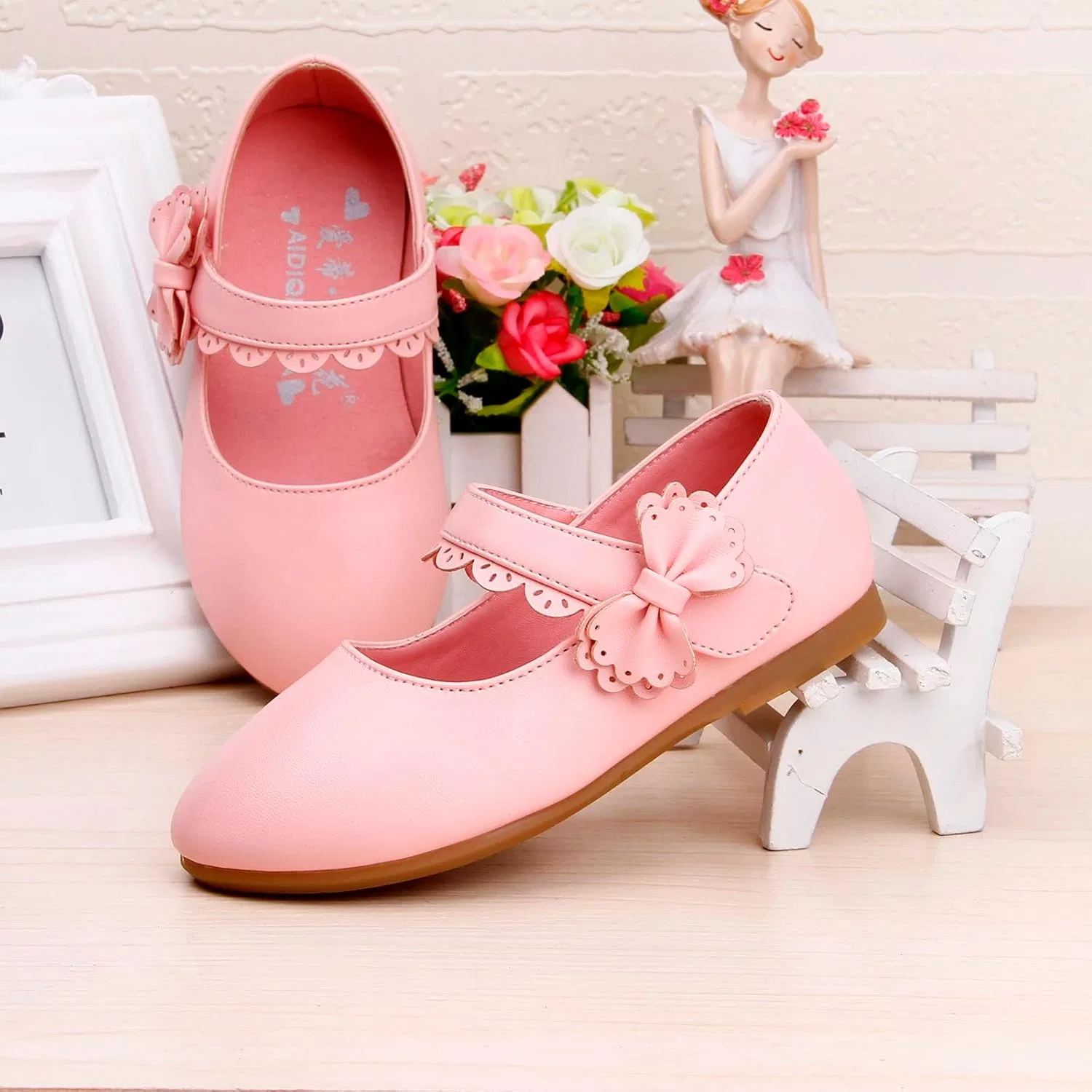Детские туфли Мэри Джейн для девочек из кожи, Pink — фото 4
