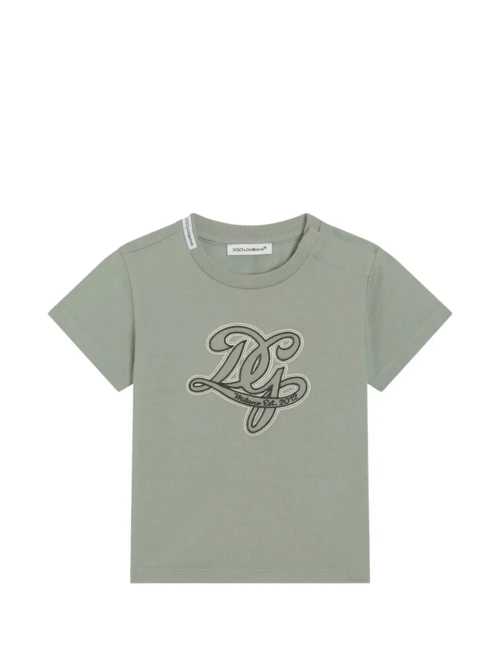 Футболка из джерси с вышивкой DG Dolce & Gabbana Kids, зеленый