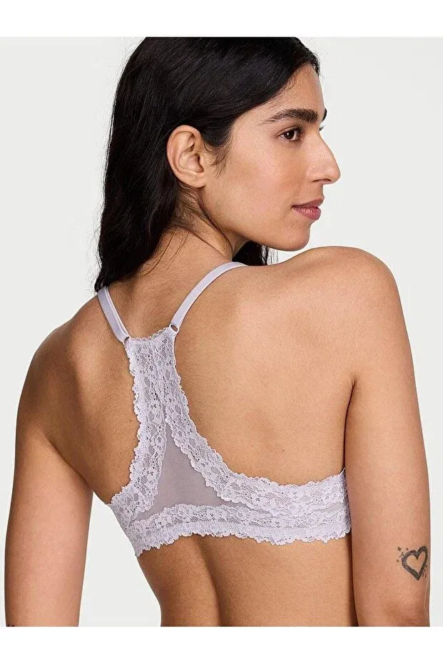 Женский бюстгальтер кружевной Perfect Shape Lace Racerback Gathering Bra Victoria'S Secret, Pale Lilac — фото 2