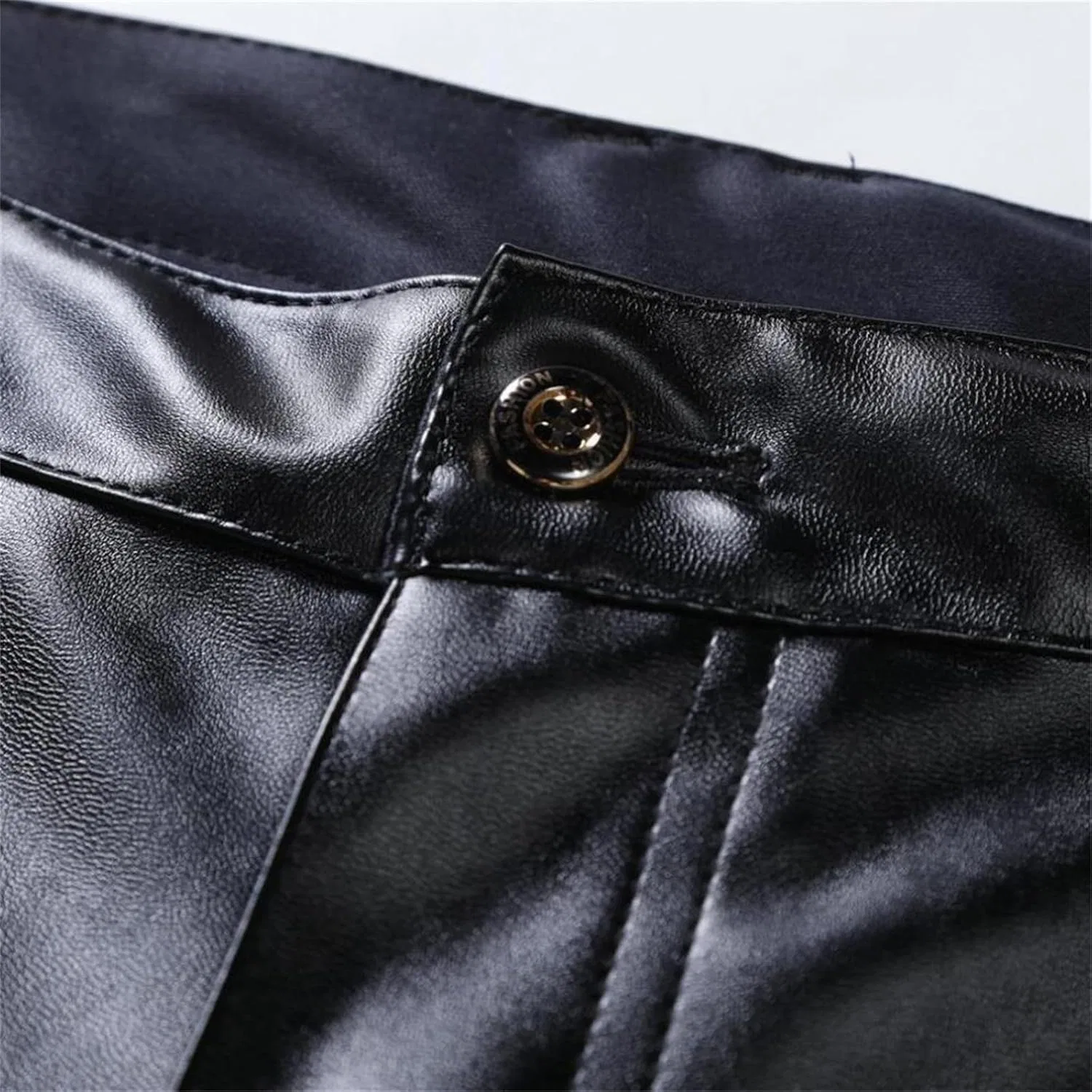 Мужские брюки-косуха с принтом, Classic Fit 4 Pocket Faux Leather Pants, коричневый — фото 4