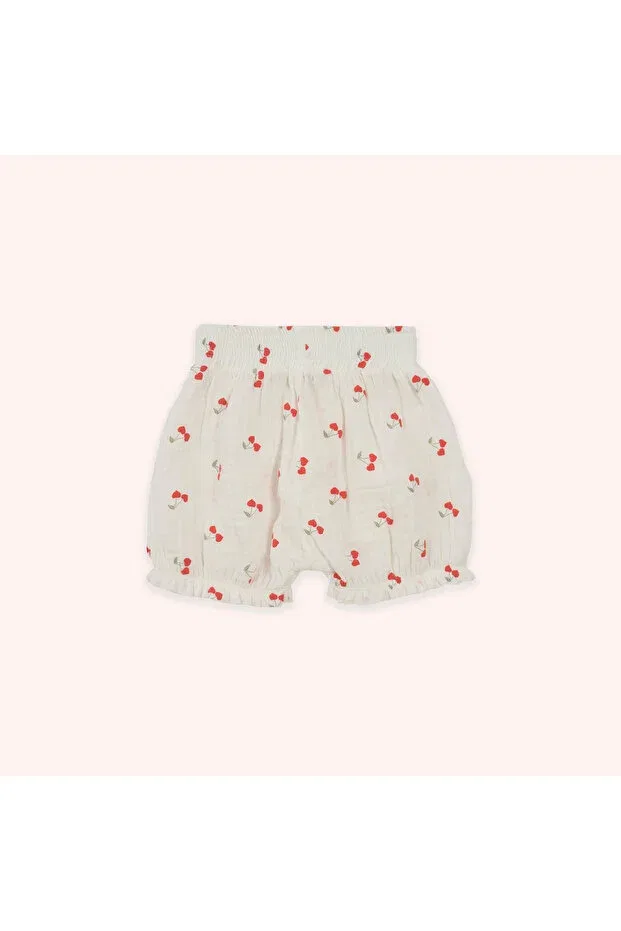 Детские шорты для девочек с принтом Cherry Patterned Panço, 009-White