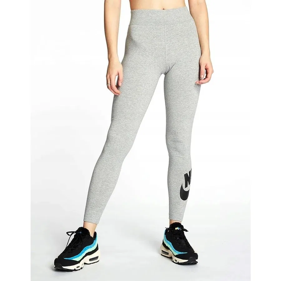 Леггинсы с высоким поясом хлопковые Nike Sportswear Legasee, Серый — фото 4