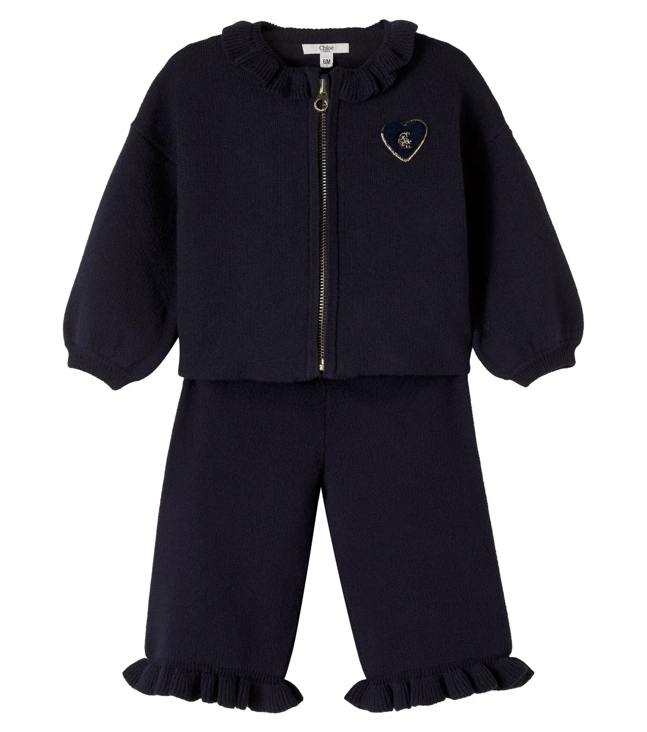Комплект из кардигана и штанов с молнией спереди Chloé Kids, синий