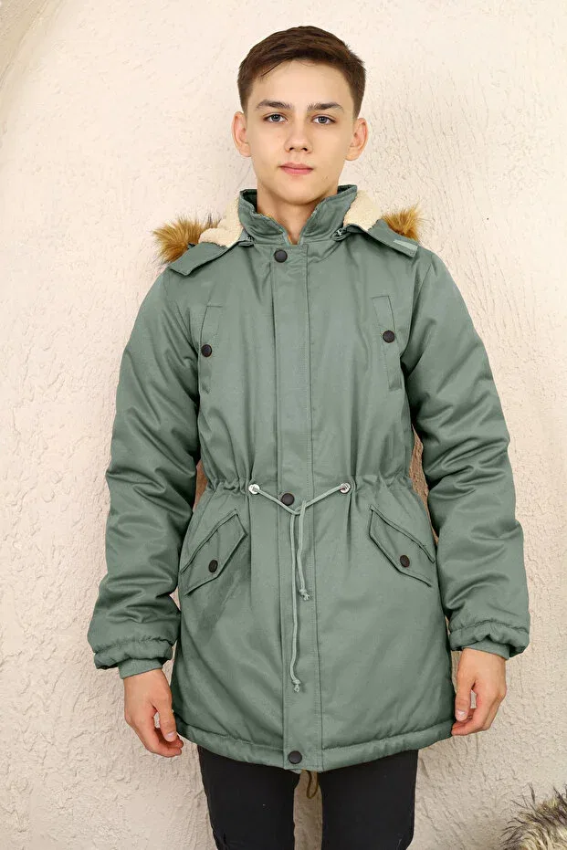 Детское пальто для девочек с капюшоном Joui Co, Mint Green — фото 2