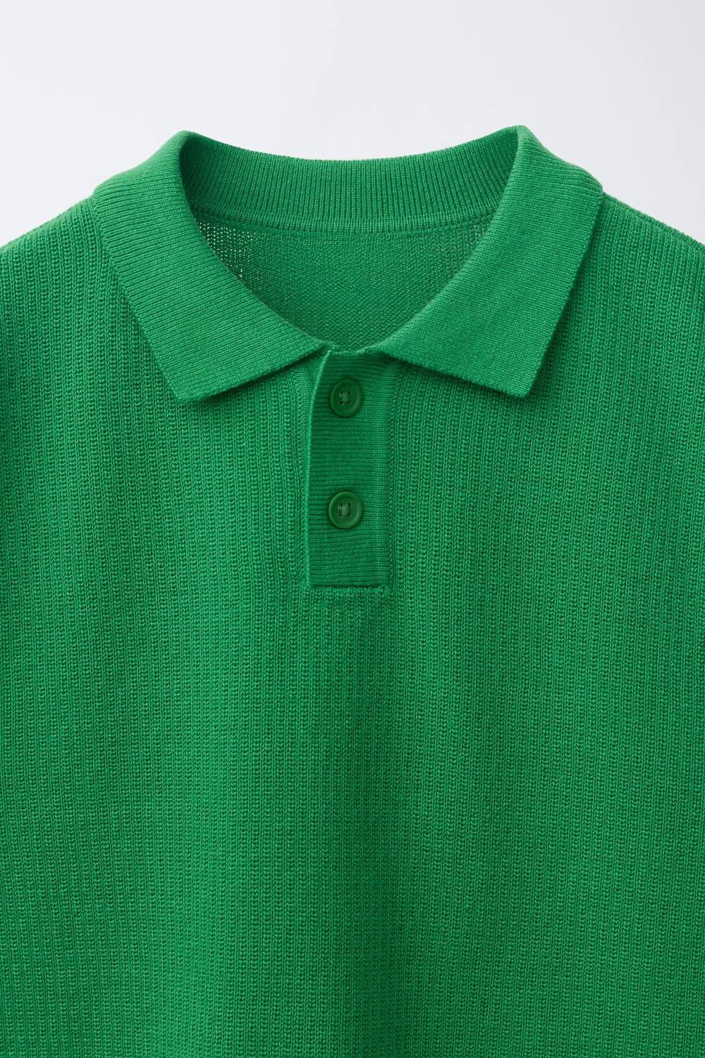 Однотонная фактурная рубашка-поло ZARA, Green — фото 3