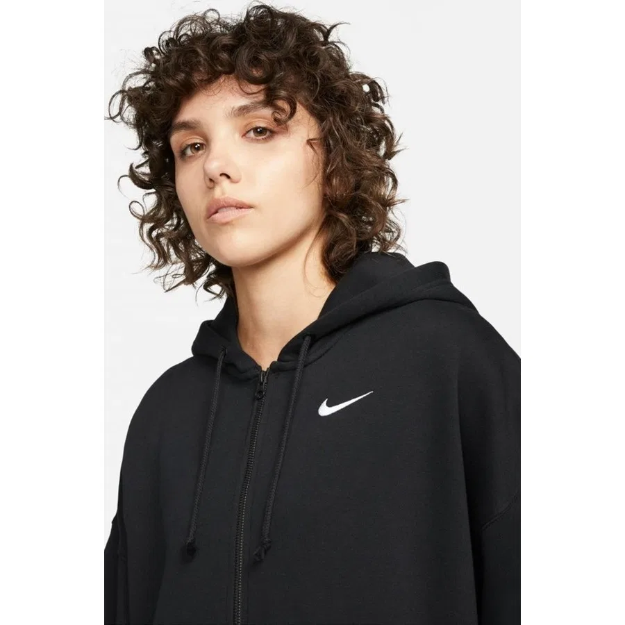 Худи Nike Sportswear Essentials Oversize Fleece Full Zip, Черный — фото 3