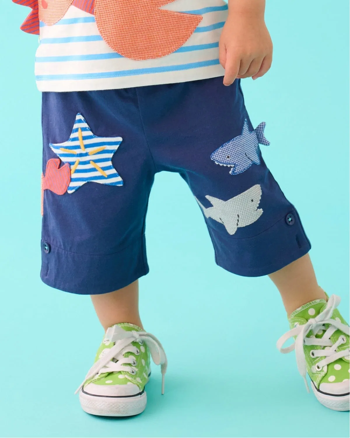 Детские шорты с принтом акулы Baby Cheer, Navy