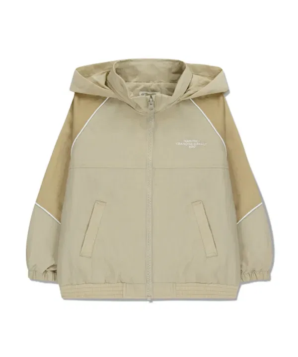 Ветровка детская цвет-блок, Kids color-block windbreaker Marithé Kids, бежевый — фото 2