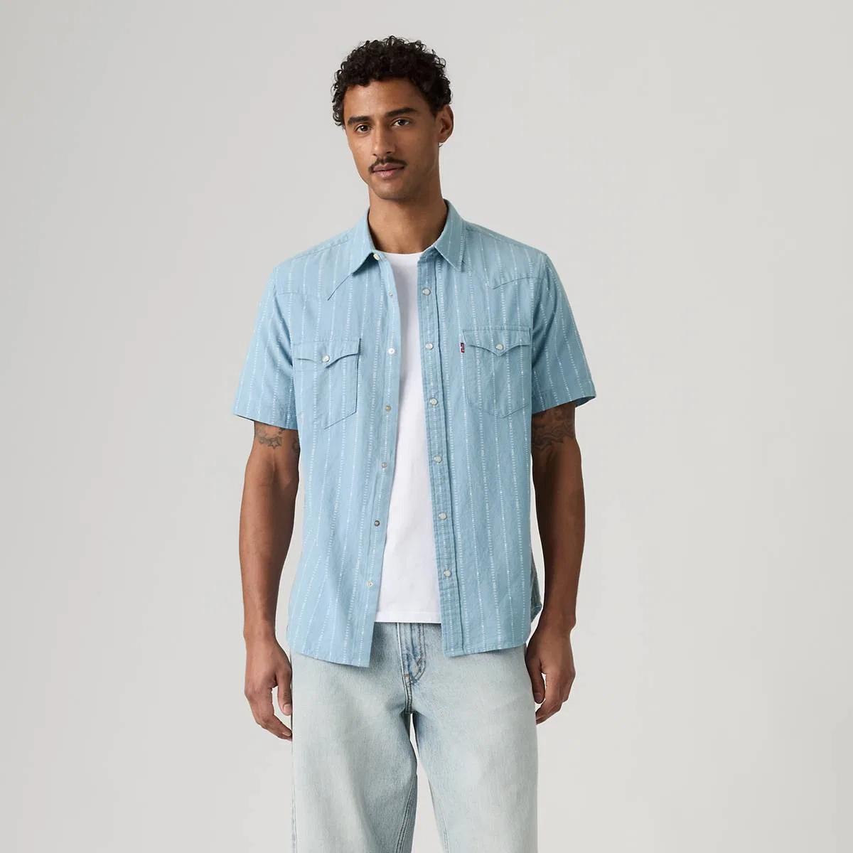 Классическая стандартная рубашка в западном стиле с коротким рукавом Levi's, Summer Reign - Blue — фото 3
