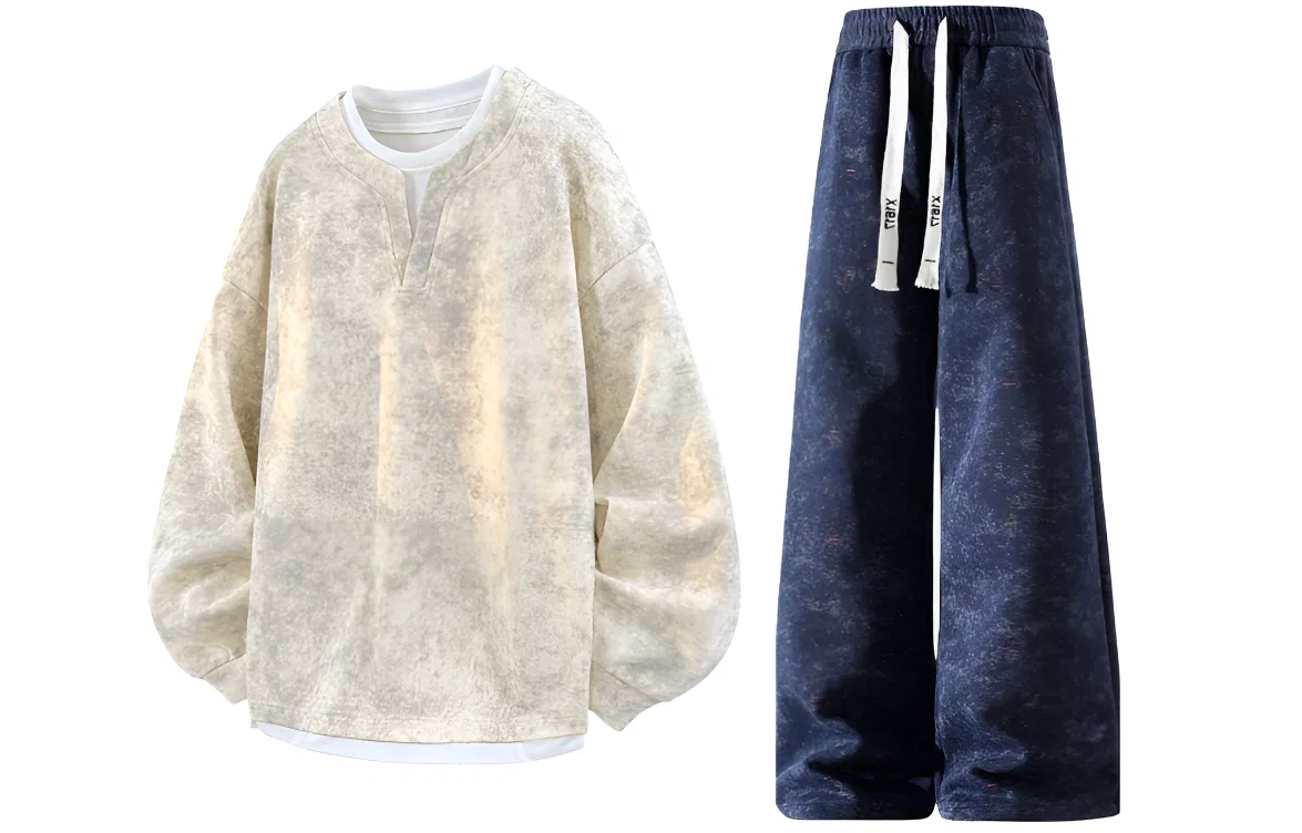 Детский спортивный комплект из футера с флисом, модель X1617, X1617, Apricot/Navy Blue