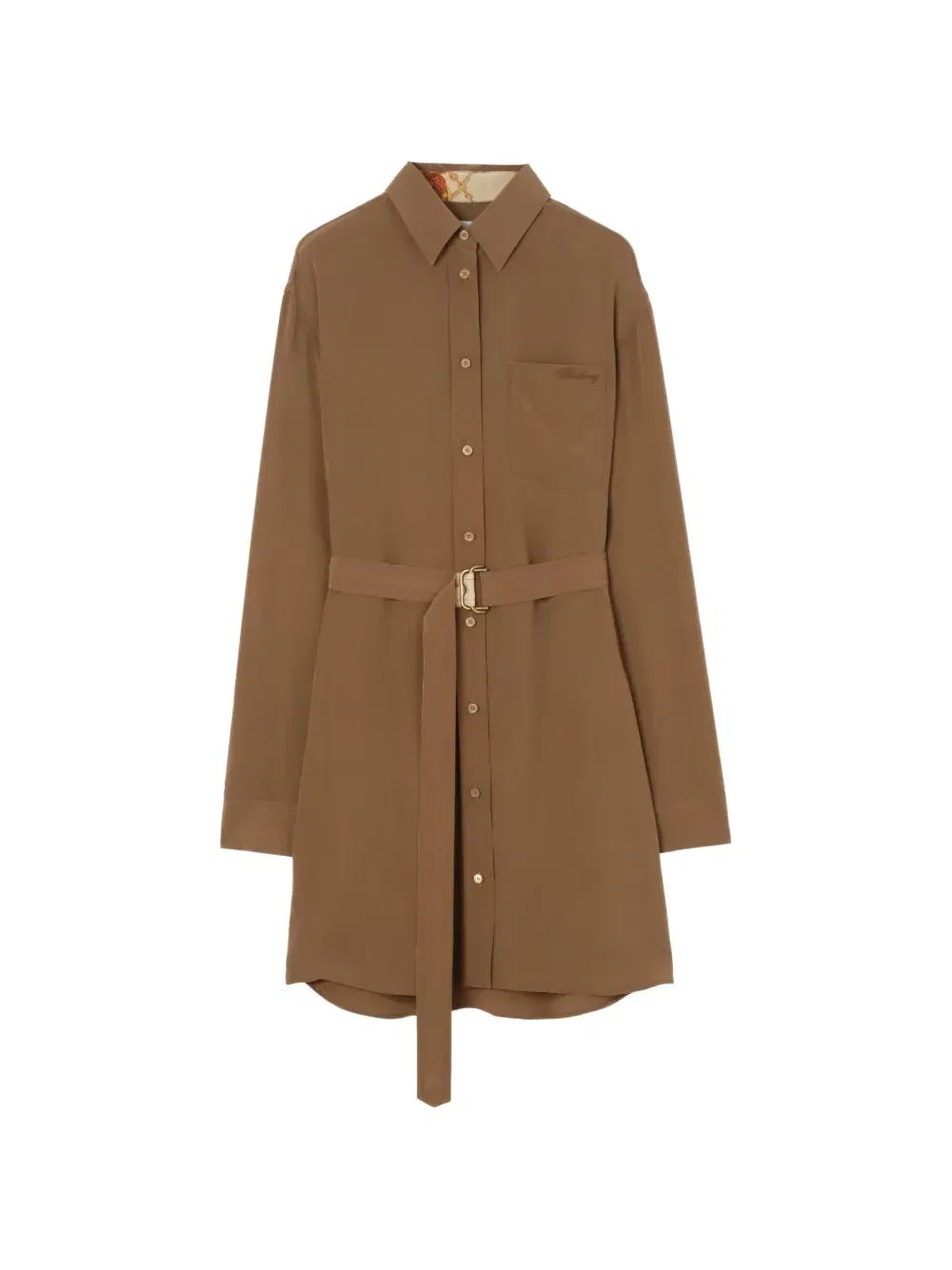 Крепдешиновое платье-рубашка Burberry, коричневый