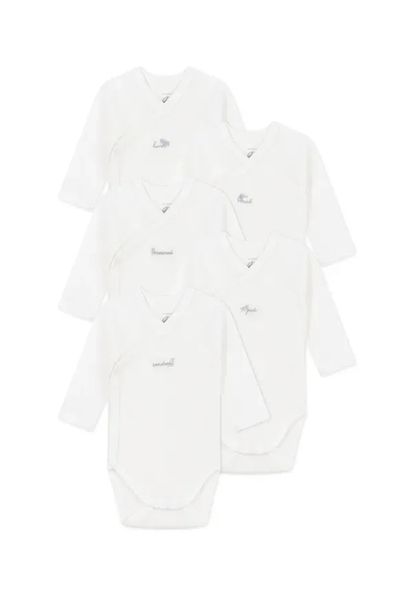 Боди с принтом Animals Newborn naiss cote unisex 5 pack Petit Bateau, marshmallow