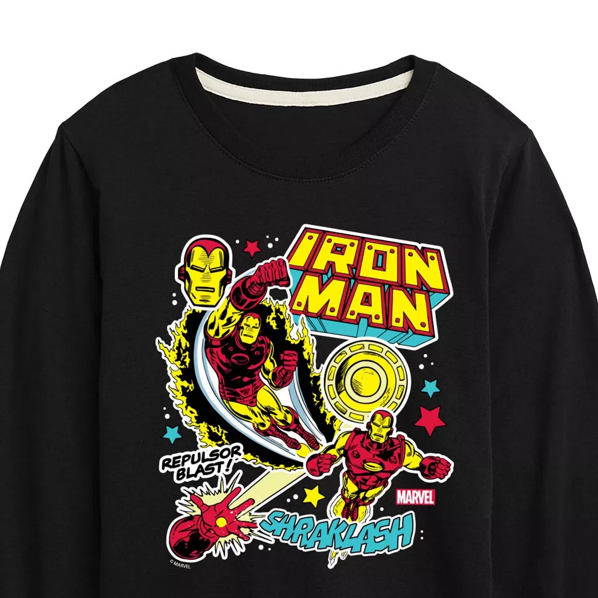 Детское лонгслив с принтом Iron Man Sticker Style Marvel, Black — фото 2