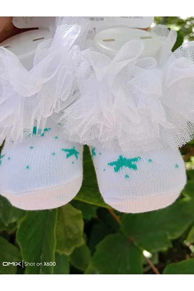 Детские носки для новорожденных с принтом Star pattern Atolye Ferda, Turquoise White