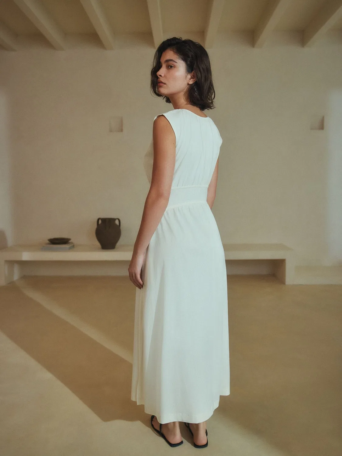 Платье миди хлопковое Cream Midi Dress Next, кремовый — фото 3
