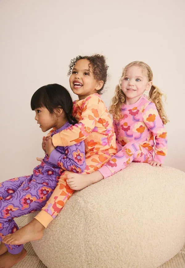 Пижамный комплект из 3 предметов, хлопок, Regular Fit Retro Floral Print Snuggle Pyjamas 3 Pack, Next, Pink, Purple, фиолетовый/розовый — фото 4