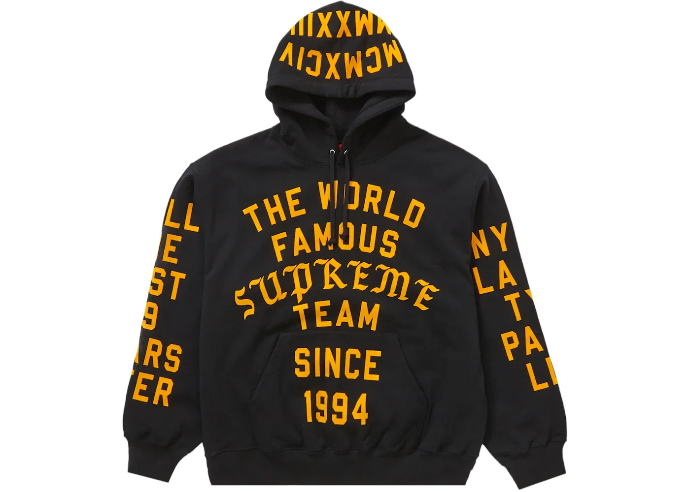 Мужской худи с принтом Supreme Team Flocked Sweatshirt, Black