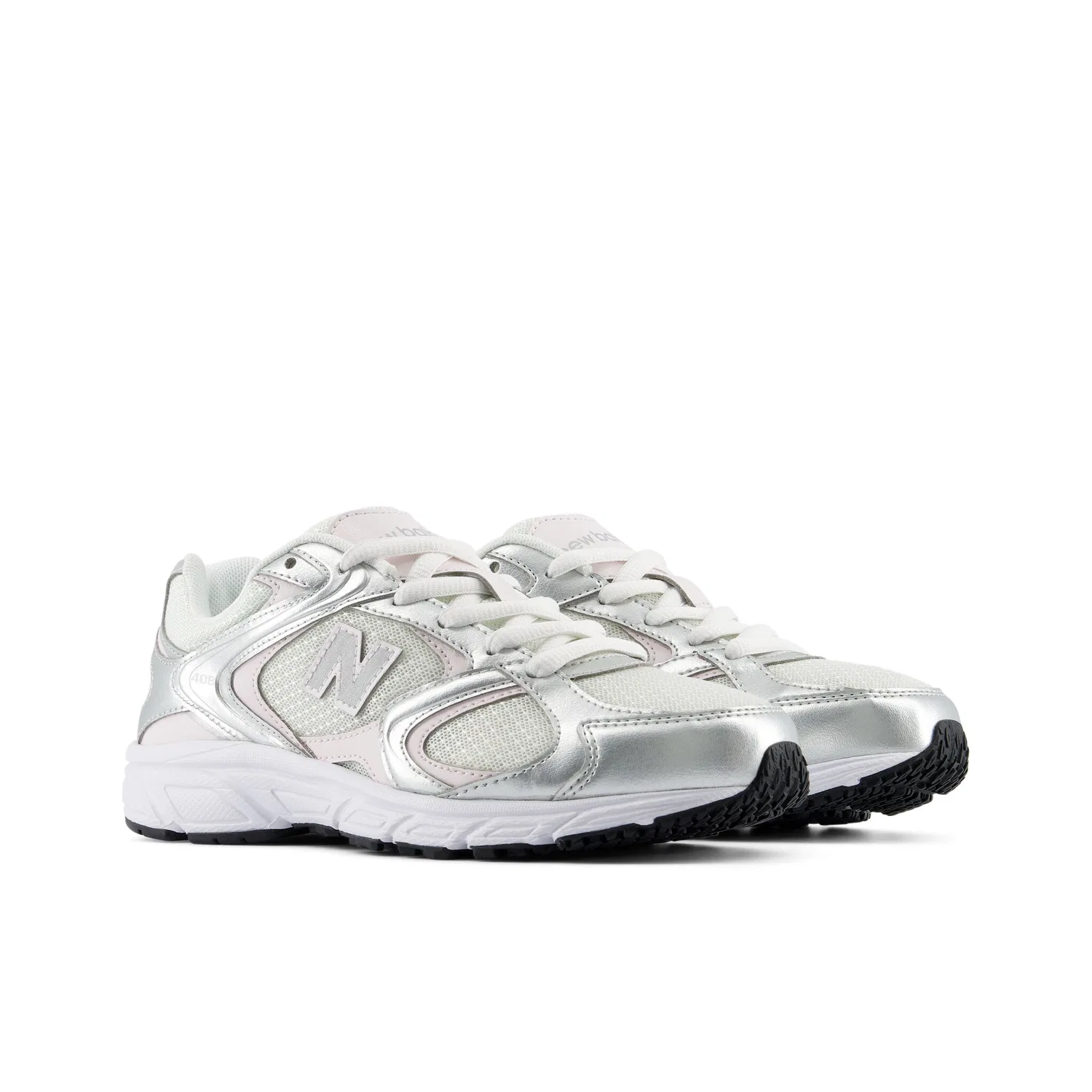 Детские кроссовки на шнуровке New Balance 408, Light Silver Metallic/Pink Salt
