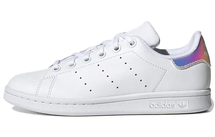 Детские кроссовки для скейтбординга с защитой от истирания Stan Smith J Adidas Originals, White Pink Purple