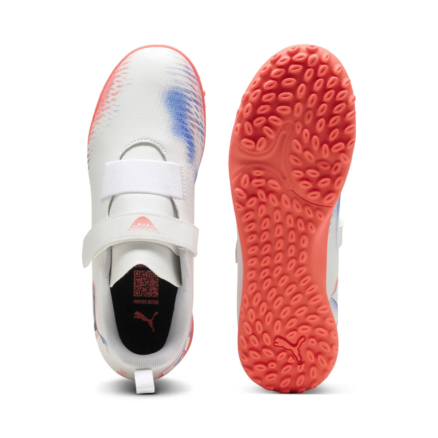 Детские футбольные кроссовки с контролем мяча PUMA, White Black Glowing Red — фото 4