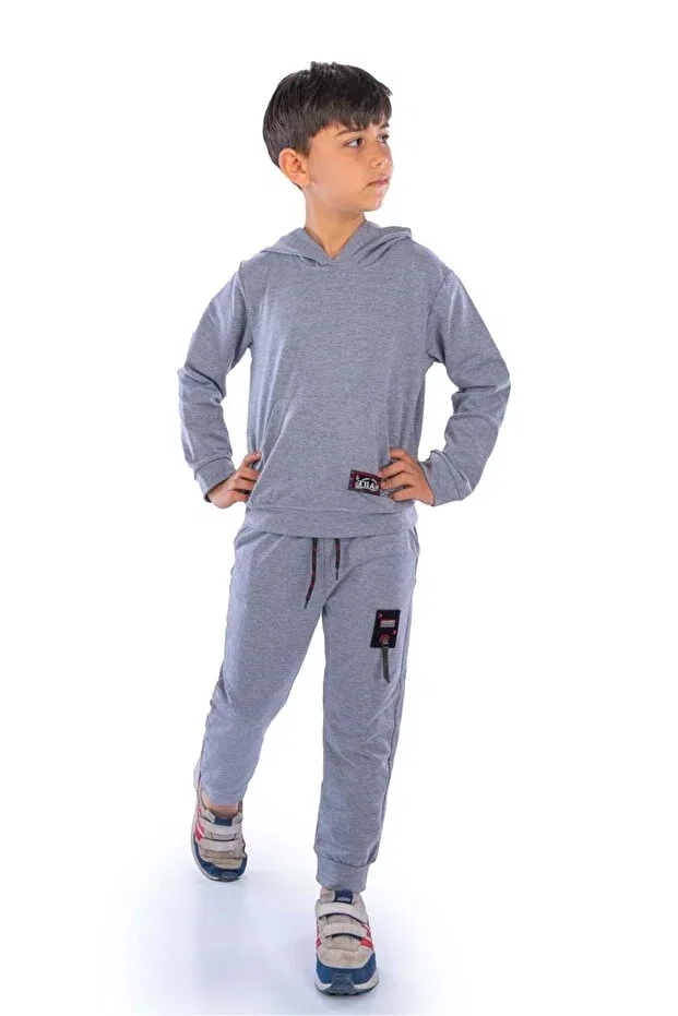 Детский спортивный костюм с капюшоном Team Kanguru Pocket Hooded Minikadam, Gray