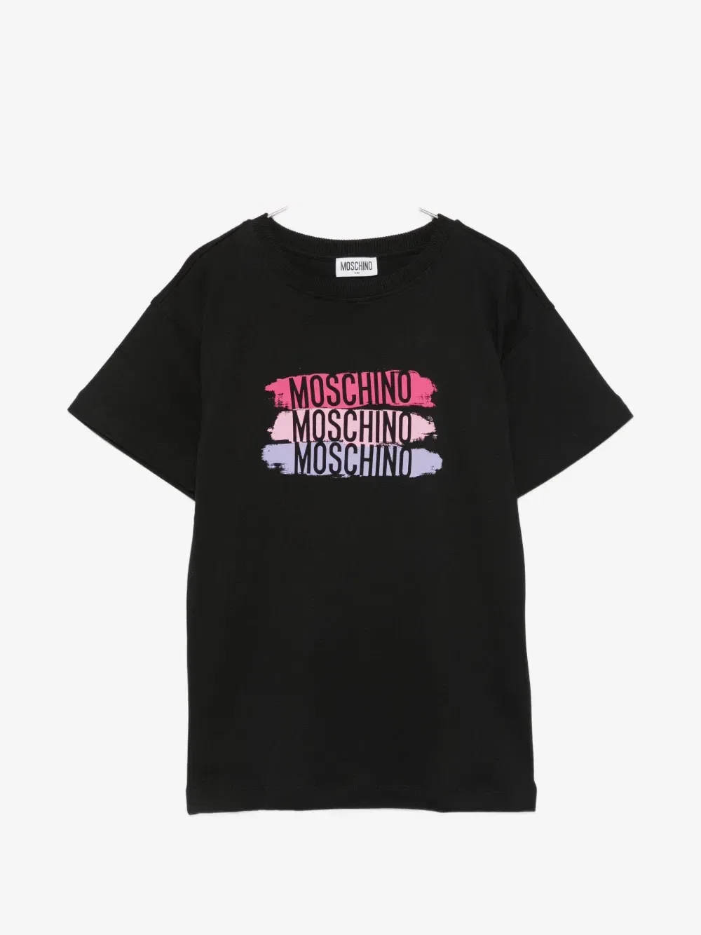 Платье с короткими рукавами и логотипом Moschino Kids, черный