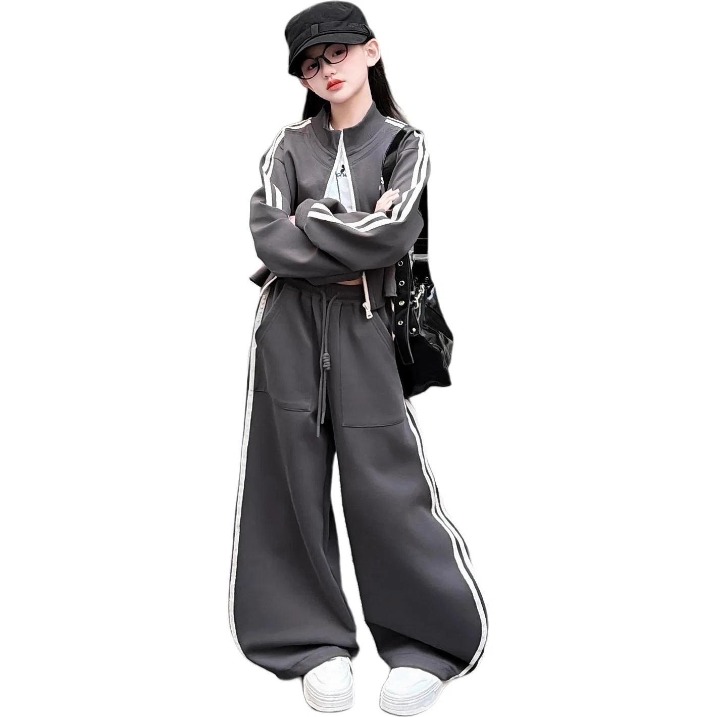 Детский спортивный костюм в ретро-стиле MADALLO, Dark Gray