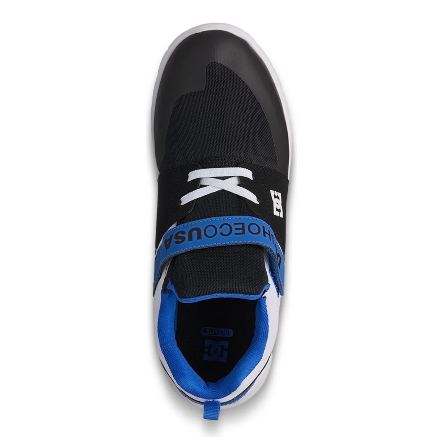 Детские кроссовки с сетчатым верхом и кожаной вставкой DC Shoes, Black/White/Blue — фото 4