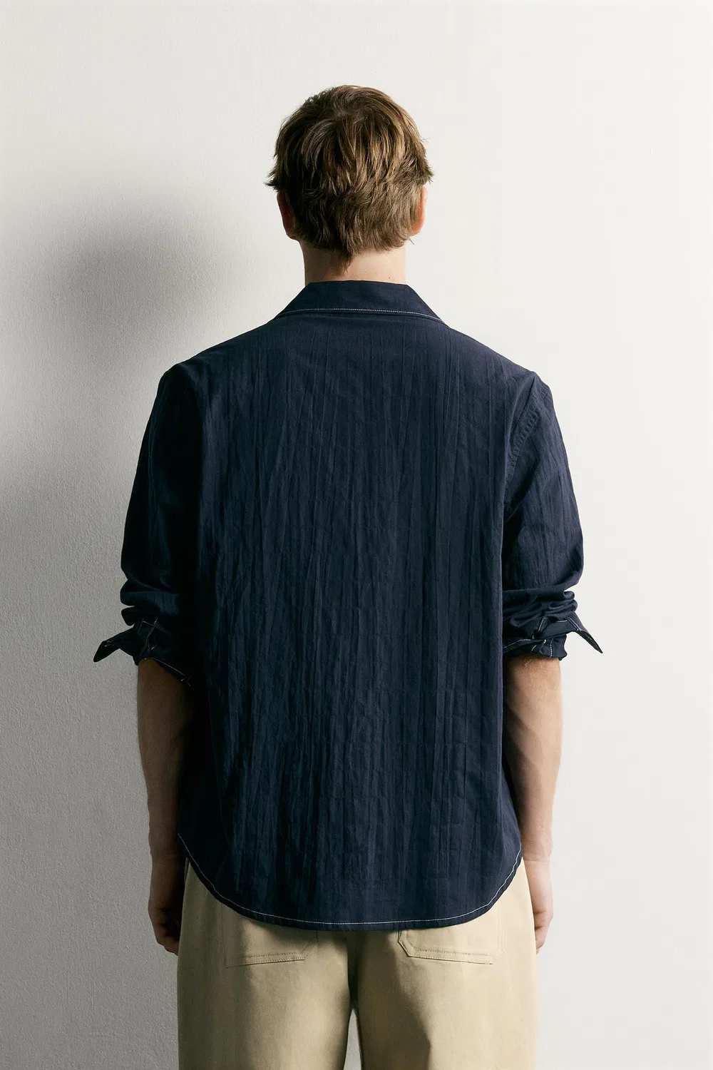Рубашка свободного кроя с застежкой в виде лягушки. ZARA, Navy blue — фото 3