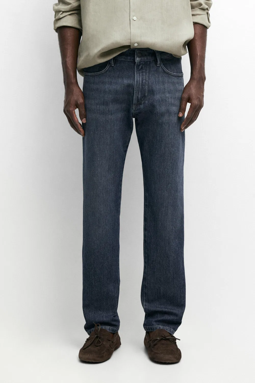 Джинсы Massimo Dutti Enzymatic Tapered Fit, глубокий синий
