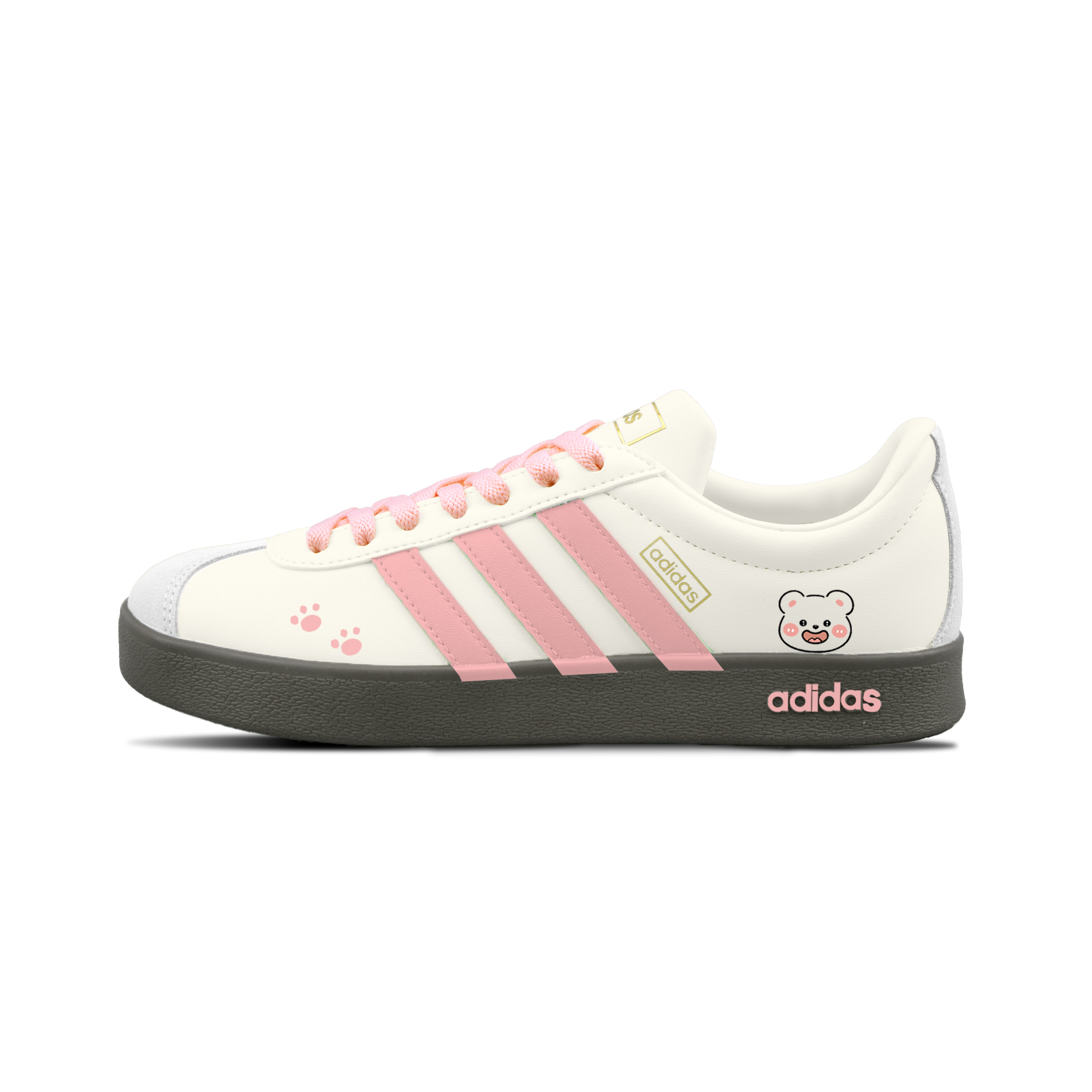 Adidas VL COURT 2.0 Pink Bear Cute, специальная сумка для покупок, устойчивые к истиранию низкие немецкие армейские кроссовки Unisex Pink — фото 3