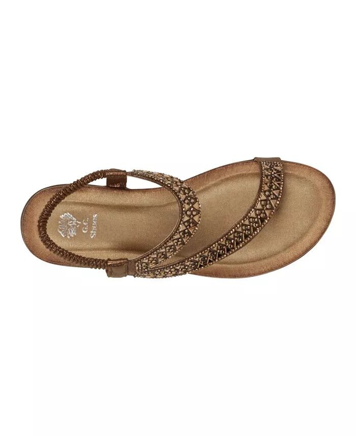 Женские асимметричные сандалии на плоской подошве Reille с украшениями GC Shoes, желтый — фото 4