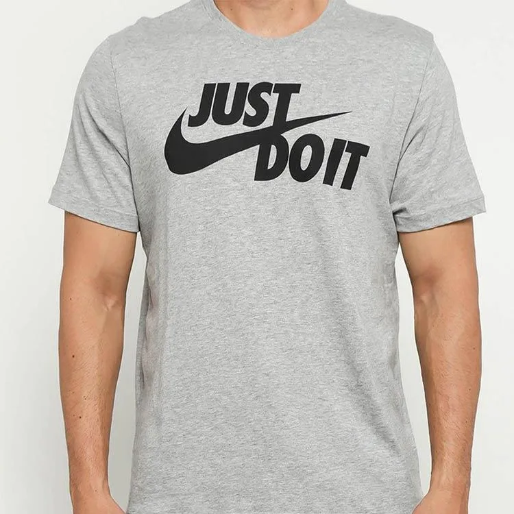 Nike Футболка Sportswear JDI мужская темно-серая с круглым вырезом Moderate Straight Fit — фото 4