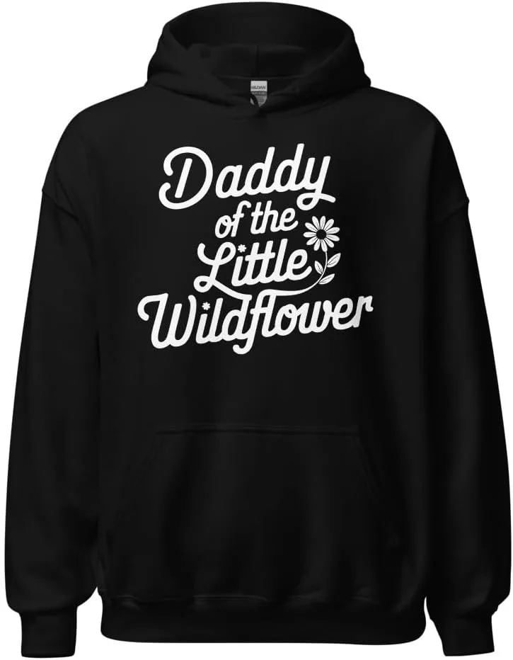 Худи Unisex для дня рождения и беби-шауэра, Daddy of the Little Wildflower Generic, черный