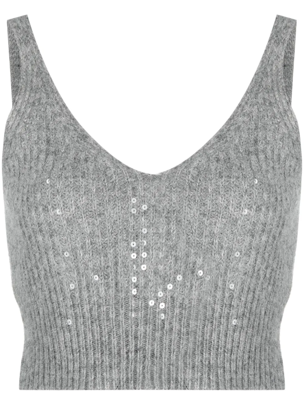

Укороченный топ в рубчик с пайетками Peserico, серый