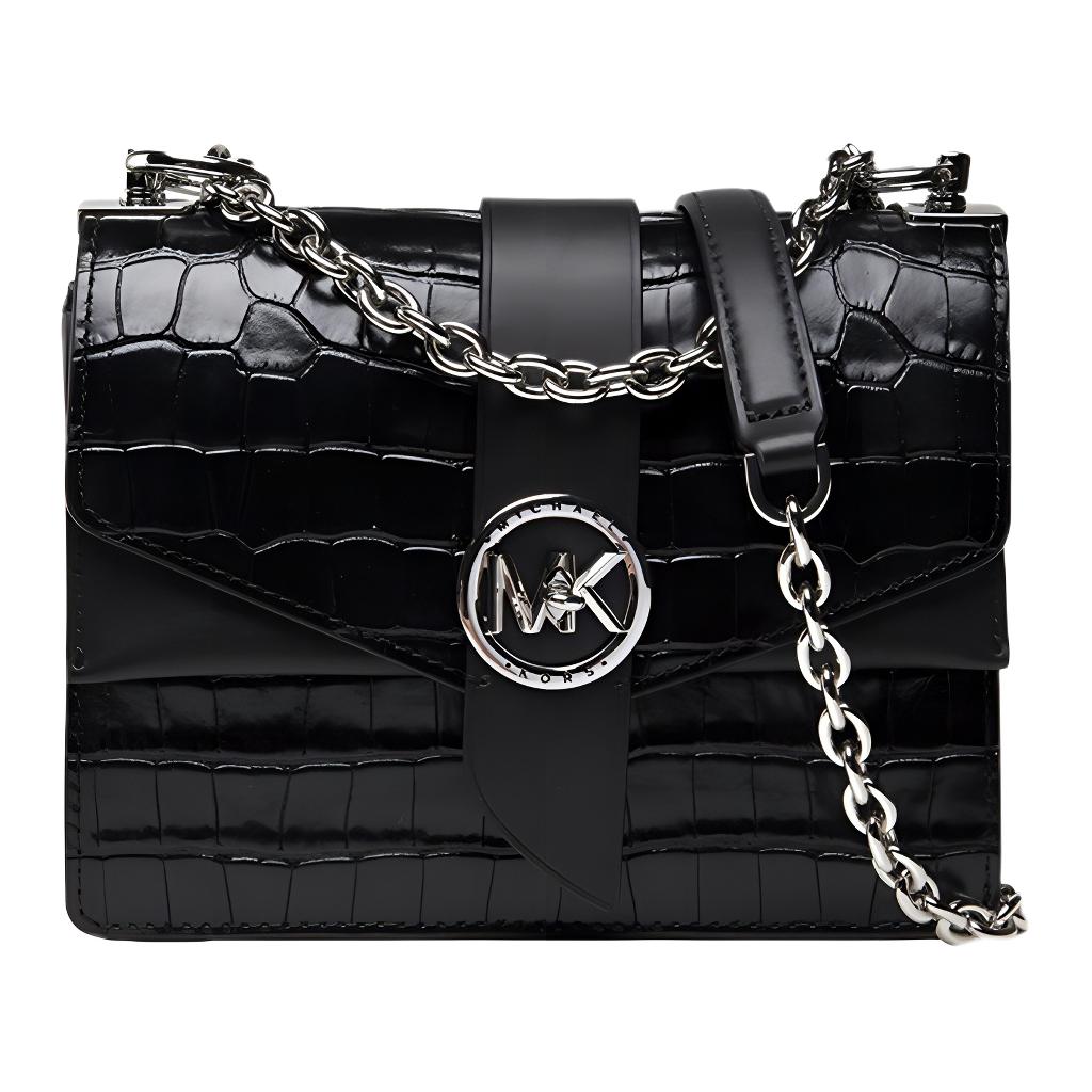 

Сумка через плечо Greenwich Crocodile Pattern Leather, маленькая женская black MICHAEL KORS, Set (Bag+Dust Bag)