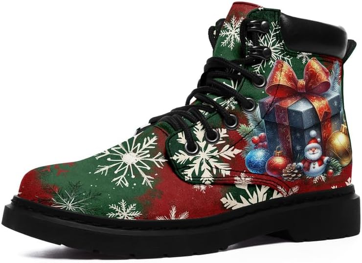 

Рождественские ботинки AWSOLE для мужчин и женщин, водонепроницаемые, противоскользящие, тактические, зимние ботинки, обувь с тематикой Санты, черный/красный/зеленый